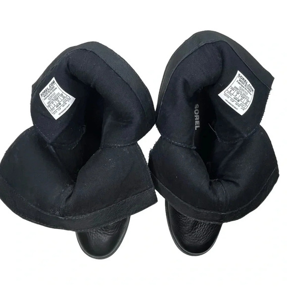 Sorel Phoenix Black Leather Waterptoof Moto Engineer Boot Size 6 - Picture 7 of 10